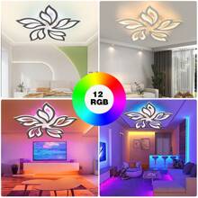 OYAJIA OYAJIA Moderne RGB LED-dimmbare Deckenleuchte mit Fernbedienung Kücheninsel Lampe Esstisch Kreative Spirale Blumenform Design Acryl Decke Kronleuchter Beleuchtung