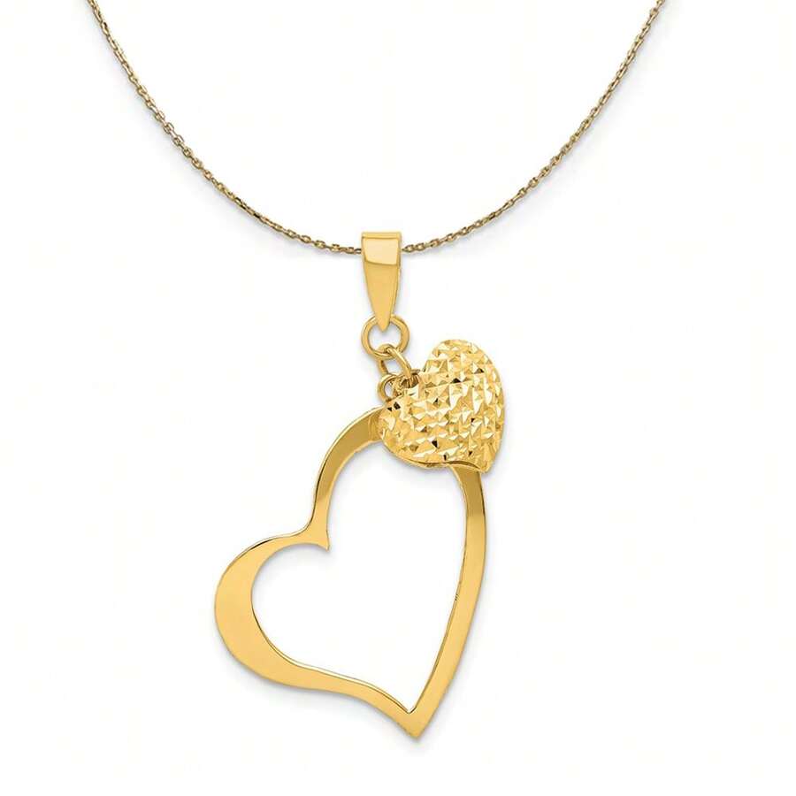 The Black Bow 14k Yellow Gold Open Heart And Puffed Heart (17mm