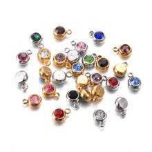 10pcs/20pcs Stainless Steel Crystal Beads Pendant In Mixed Colors, Suitable For Birthstone, Crystal Amulet, Bracelet, Jewelry Making DIY For Necklace, Bracelet, Earrings, Valentine And Birthday Gift - Stainless Steel Birthstone Pendant - View 10