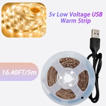 1 Stück LED Lichtstreifen warmweiß, abschneidbar, USB-betrieben, 5V Spannung, geeignet für Schlafzimmerbeleuchtung, TV-Hintergrundbeleuchtung, Ambiente-Beleuchtung
