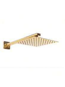 Ducha Chuveiro Slim Quadrado Inox 20x20cm Banheiro Com 38cm Braço de Suporte - Dourado - Visão 1