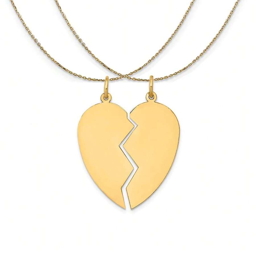 The Black Bow 14k Yellow Gold Heart Set Of 2 Charms (26mm) Necklace
