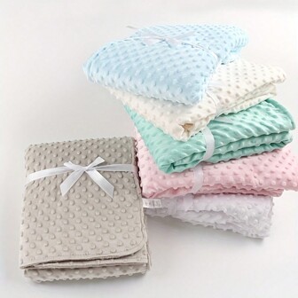 1pc Double Layer Baby Blanket, Dotted Plush Tactile Blanket, Stroller Blanket For Autumn/Winter