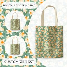 1pc Customized Canvas Bag, Unique Design (Photo, Landscape, Illustration), Foldable, Large Capacity, Lightweight, Stylish, Personalized Tote Bag, Shoulder Bag, Casual Shopping Bag Shop Back To School - Multicolor - View 1