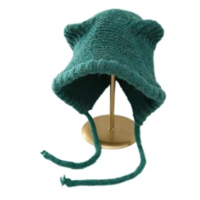 冬季女士针织帽 全新 10 色 中性纯色 女士保暖针织帽 腈纶女式骷髅帽 配长款猫耳套头帽 圣诞节 - 彩色的 - 查看 16