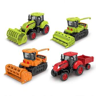1pc Inertial Simulation Farm Tractor, Lawn Mower, Wheat Cutter, Road Roller, Transporter, Wood Truck, Crusher, - Educational Pull Back Farm Vehicle, Great Gift, Gift For Aspiring Engineers, Simulation Farmer Inertia Toy Car, Farm Work Car, Boy Toy Car. Christmas, The Perfect Holiday Gift,Back To School