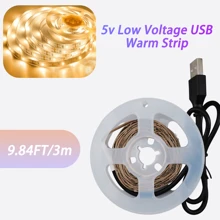 1 Stück LED Lichtstreifen warmweiß, abschneidbar, USB-betrieben, 5V Spannung, geeignet für Schlafzimmerbeleuchtung, TV-Hintergrundbeleuchtung, Ambiente-Beleuchtung