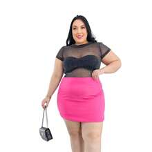 Shorts Skirt High Waist Short Social In Casual Tailoring Social Fabric Plus Size Women's Fashion - Sofia - Hồng - Xem 3