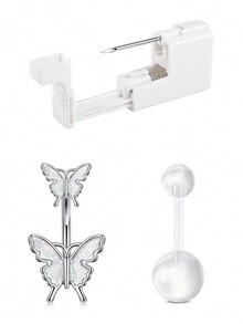 CIZME Belly Button Piercing Kit Gun Belly Piercing Kit Belly Button Piercing Gun Navel Piercing Kit Self Belly Button Ring Piercing Kit Silver Gold Black Pink Blue Disposable Belly Piercing Gun At Home Dangle Belly Button Ring - Multicolor - View 47