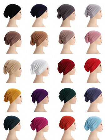 1pc Women's Modal Solid Color Tube Hijabs Elastic Undercap Headband For Abaya Daily Under Cap Women Veil