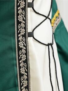 现货哥特式复古方领喇叭袖及地长裙，欧美中世纪皇家宫廷长袍万圣节 - 綠色 - 查看 6