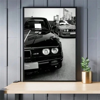 1 Stück ungerahmtes großes Leinwand-Poster - Lebendiges BMW M3 Art Car Themen-Gemälde - Premium-Tinte-Kunstwerk für Schlafzimmer, Büro, Wohnzimmer, Café, Bar und Studentenwohnheim Dekoration