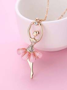 قلادة بتصميم فتاة البالية بتنورة وردية رقيقة، قطعة واحدة، أفضل إكسسوار للفتيات لارتدائه في الحياة اليومية