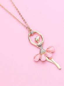 قلادة بتصميم فتاة البالية بتنورة وردية رقيقة، قطعة واحدة، أفضل إكسسوار للفتيات لارتدائه في الحياة اليومية