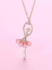 قلادة بتصميم فتاة البالية بتنورة وردية رقيقة، قطعة واحدة، أفضل إكسسوار للفتيات لارتدائه في الحياة اليومية