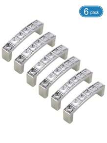1 Stück/6 Stücke Kristall Schubladengriffe, transparente quadratische Diamant Metallgriffe, massiv Doppelloch Knöpfe für Weinschrank, Kleiderschrank, Schrank mit Schrauben, 64mm/96mm/128mm Lochabstand, Möbelbeschläge - Silber - Übersicht 13