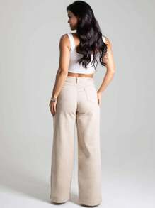 Women's Wide Leg Jeans - Apricot - View 3