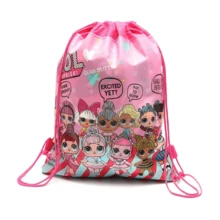 LOL SURPRISE 卡通抽绳口袋单肩包、礼品袋、收纳无纺布材料、节日礼物、可爱背包 - B款 - 查看 8