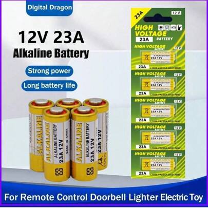 5PCS 23A/27A 12V Dry Alkaline Batteries For Doorbell,Car Alarm,Walkman 23GA 21/23 A23 A-23 GP23A RV08 LRV08 E23A V23GA G27A MN27 MS27 GP27A L828 V27GA ALK27A A27BP K27A VR27 R27A For Doorbell Remote Control Toy