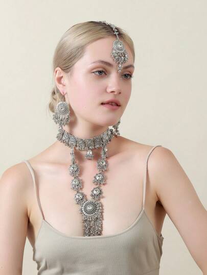 Vintage Luxury Arabian Palace Style Jewelry Set, Suitable For Brides, Parties, Vacations, And Banquets