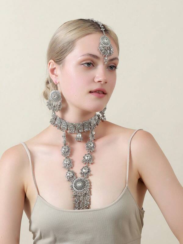 Retro Luxury Arabian Palace Style Jewelry Set, Suitable For Bride, Party, Holiday And Banquet