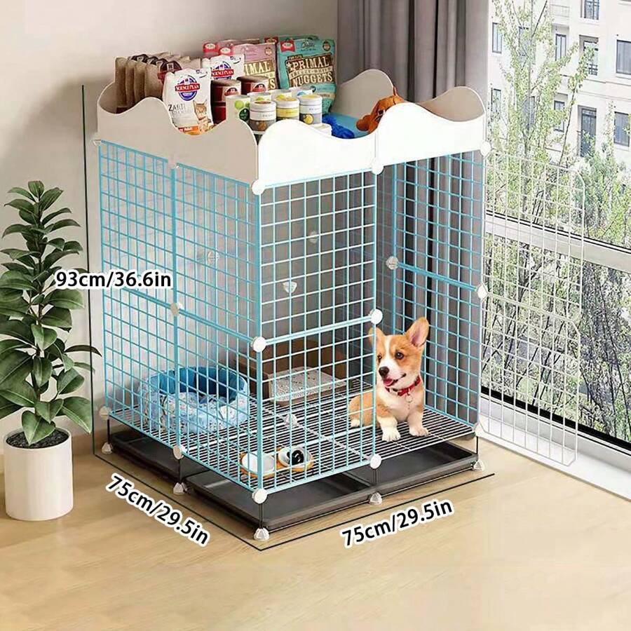 Teddy Pet Playpen With Litter Box, Indoor Free Assembly Pomeranian
