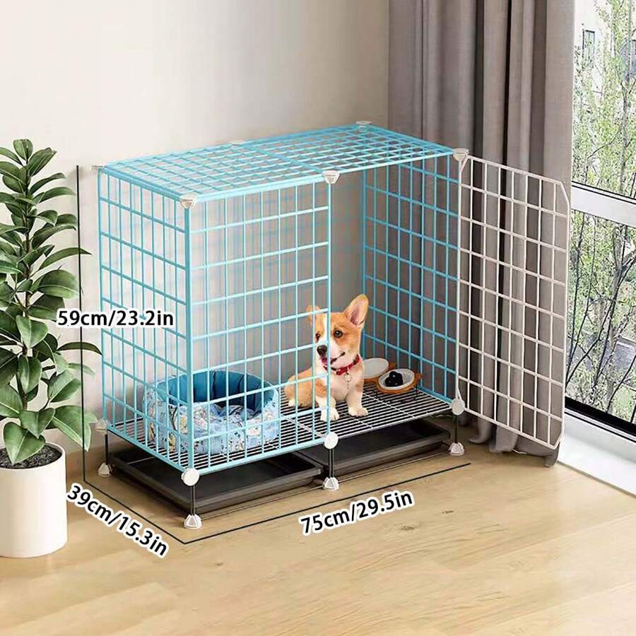 Teddy Pet Playpen With Litter Box, Indoor Free Assembly Pomeranian