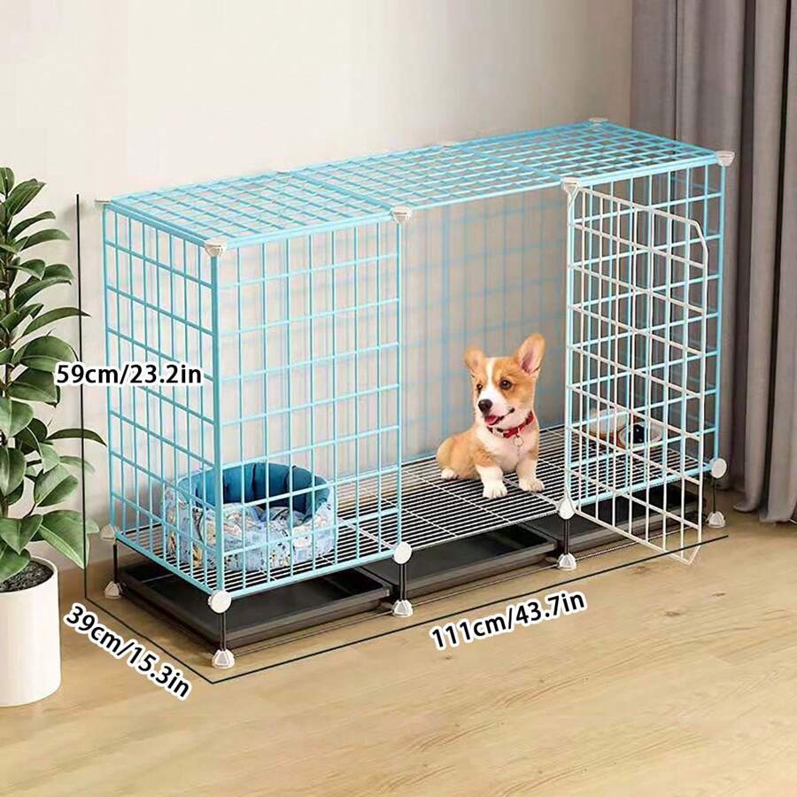 Teddy Pet Playpen With Litter Box, Indoor Free Assembly Pomeranian