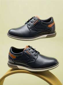 Boy's Casual Oxford Dress Shoes  Comfortable Formal Sneakers For Stylish Uniform Wear - 藍色 - 查看 4