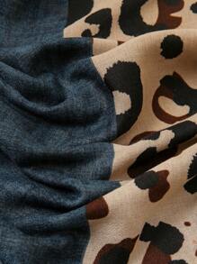 1 件女式波西米亚豹纹和几何图案拼接防晒披肩/头巾/颈巾 - 03-藍色 - 查看 5