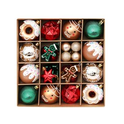 42 piezas Juego de adornos navideños - Hombre de jengibre, dona, decoraciones de árbol de Navidad, regalos de Navidad, decoración del hogar, decoraciones navideñas, decoración de habitación, decoraciones navideñas de invierno, regalos de Navidad, decoración navideña