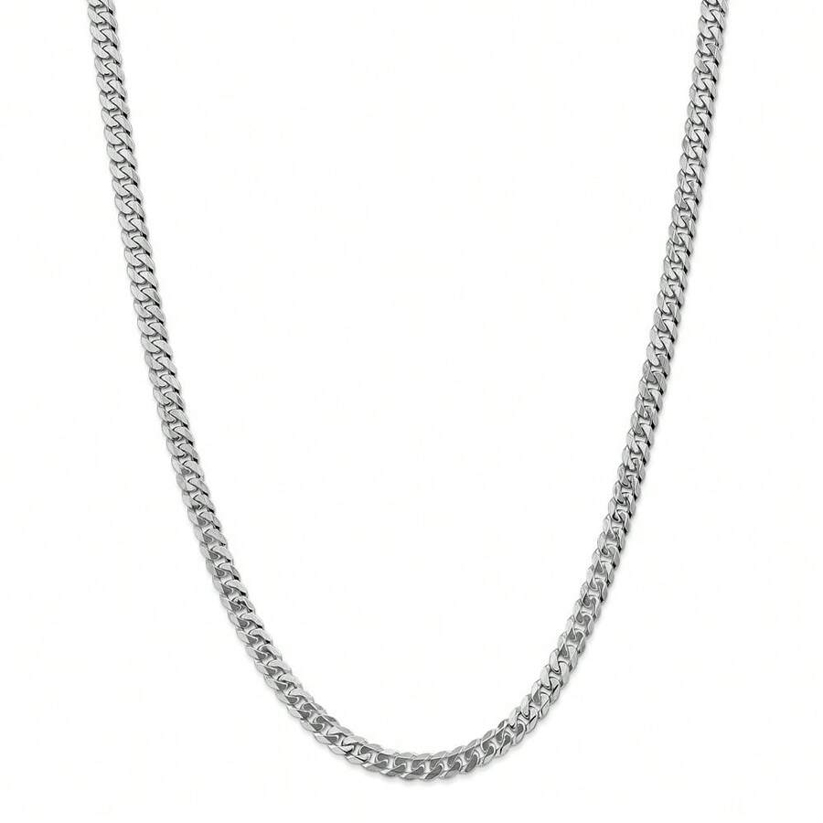 The Black Bow Men's 5.75mm 14K White Gold Solid Flat Beveled Curb Chain