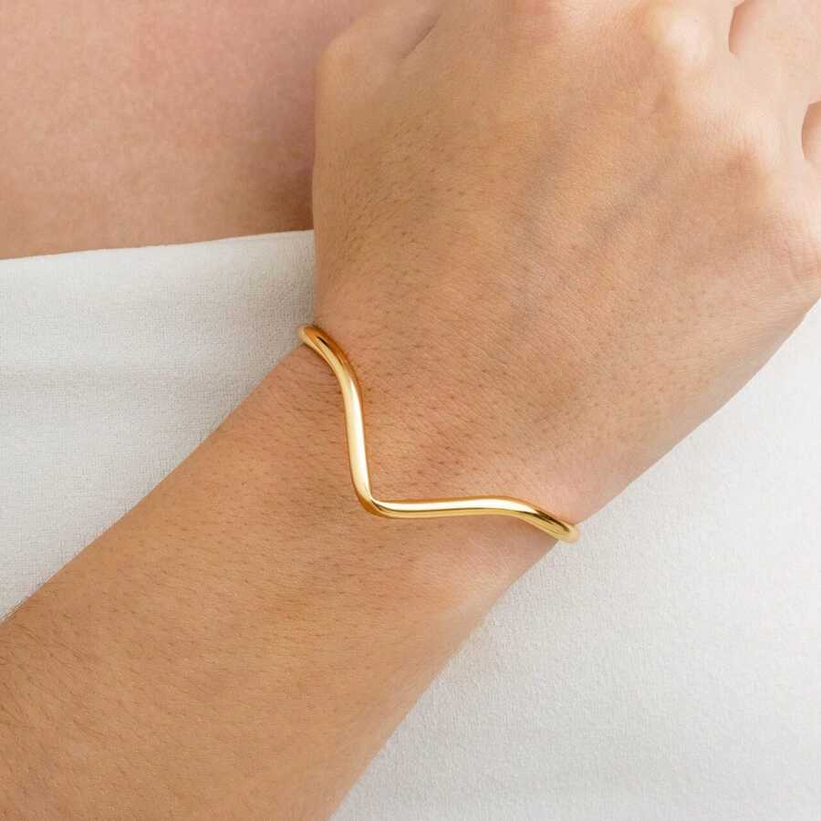 Adjustable Geometric Gold Bracelet 18K Gold Plated - D France Semijóias - 金色 - 查看 1