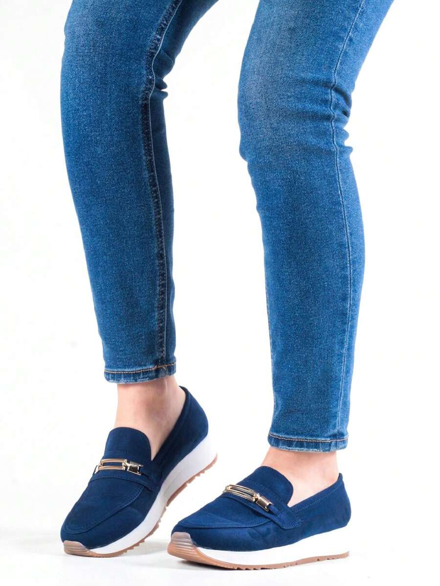 Zapatos mocasines para mujer - Azul Marino - Ver 1