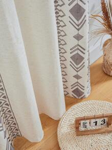 1pc Thick Linen Lattice Embroidered Hollow Window Curtain, Bohemian Style Lattice Embroidered Curtain, Machine Washable, Suitable For Living Room, Bedroom, Office Home Decoration - Grey - View 6