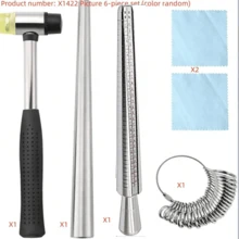 Ensemble De Baguiers En Métal 1 Pièce/6 Pièces Avec Marteaux À Bijoux, Maillet En Caoutchouc, Anneaux En Bois De Mesure Des Doigts, Barre De Pliage Danneau En Acier Inoxydable, Bâton De Mise En Forme Danneau, Jauge Danneau, Petit Marteau En Caoutchouc, Timbres En Acier Lettre/chiffre, Kit De Réparation De Bijoux (couleur Aléatoire)