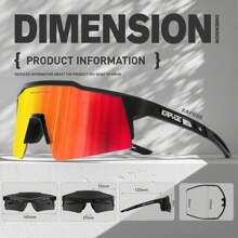 KAPVOE Cycling Glasses Mountain Bike Sun Glasses Men Women MTB Baseball Sports Triathlon Running Bicycle Riding - 黑紅色 - 查看 4