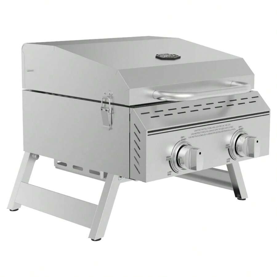 Expert Grill 2 Burner Tabletop Propane Gas Grill, Stainless Steel