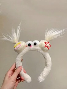 新款秋冬丑娃娃发箍，怪异耳朵可爱发带，女士多巴胺卡通毛绒趣味头饰，发箍，发圈头带，头饰 - 彩色 - 查看 6