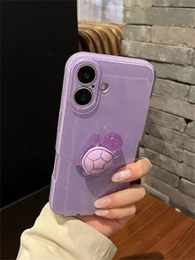 可爱 3D 发光玳瑁果冻闪光手机壳适用于 iPhone 16 15 14 13 12 11 Pro Max 16 Plus 闪亮防震保护套 - 紫色 - 查看 3