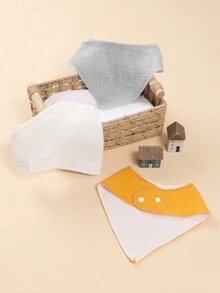 3 件套三角形婴儿围兜，吸水柔软，适合男婴和女婴 - 彩色 - 查看 4