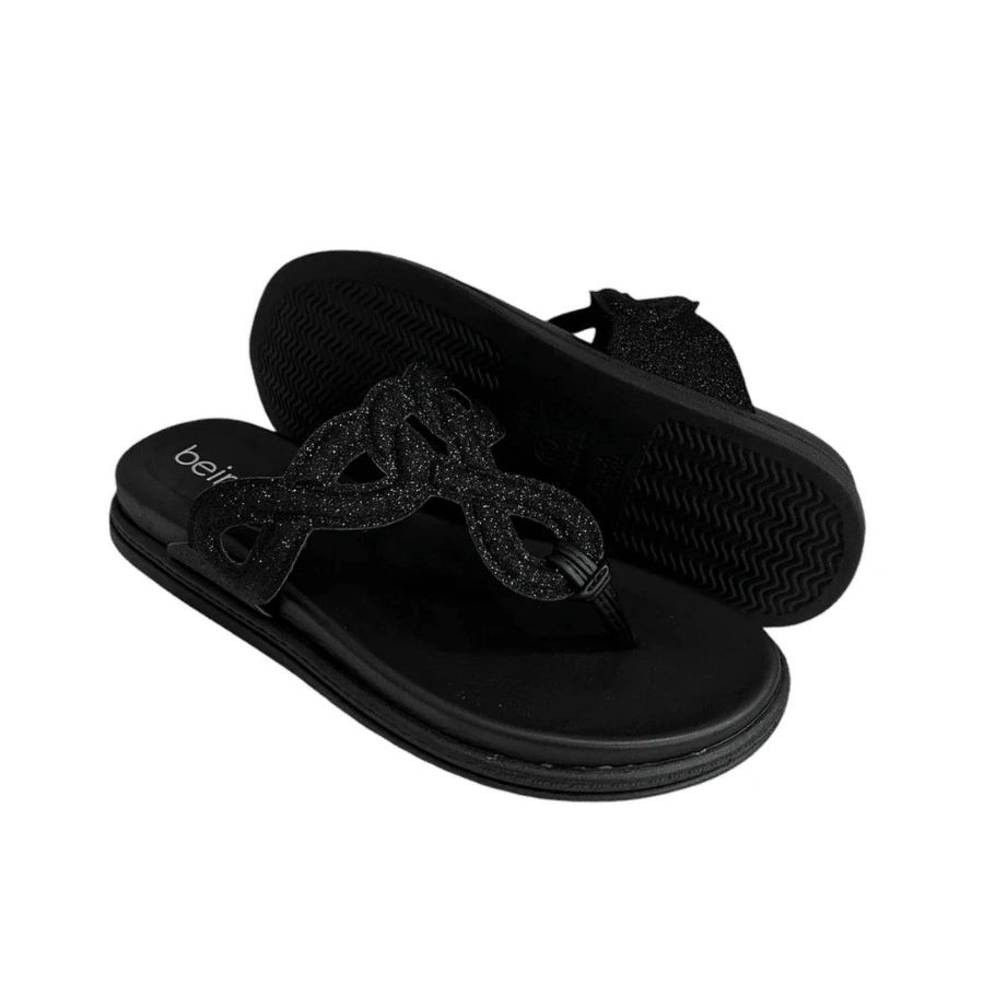 Beira Rio Original Comfortable Women's Sandal Papete New Release Unmissable Offer - 黑色 - 查看 1