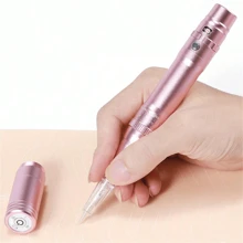 Máquina profesional de maquillaje permanente inalámbrico para micro sombreado, kit de pistola de lápiz de tatuaje para microblading de cejas, delineador de ojos y labios - Rosa - Ver 2