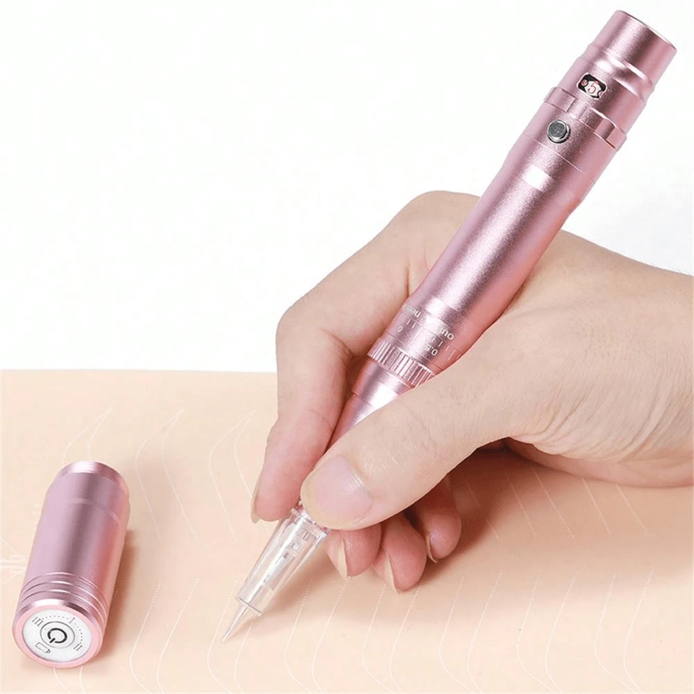 Máquina profesional de maquillaje permanente inalámbrico para micro sombreado, kit de pistola de lápiz de tatuaje para microblading de cejas, delineador de ojos y labios