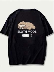 Unisex Sloth T-Shirt Mode Off Printed Men's Cotton Shirt - màu đen - Xem 1