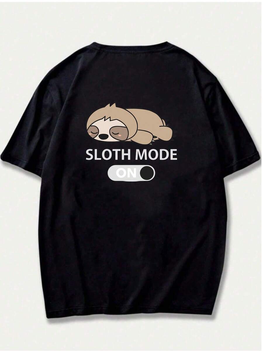 Unisex Sloth T-Shirt Mode Off Printed Men's Cotton Shirt - màu đen - Xem 1