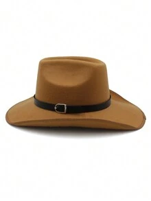 1 chiếc mũ thời trang nữ, mũ vành cong mềm mại màu trơn, mũ Fedora trang trí thắt lưng bản rộng thời trang, thắt lưng trang trí dây xích thời trang, thắt lưng trang trí dây xích thời trang cao cấp, mũ Fedora ngoài trời, thiết kế đa năng cho cả nam và nữ, mũ biểu diễn sân khấu - Nhiều màu - Xem 4