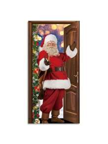 1 件 - 1.8m X 0.9m 圣诞老人圣诞门装饰窗帘，圣诞派对装饰背景 - 彩色 - 查看 7