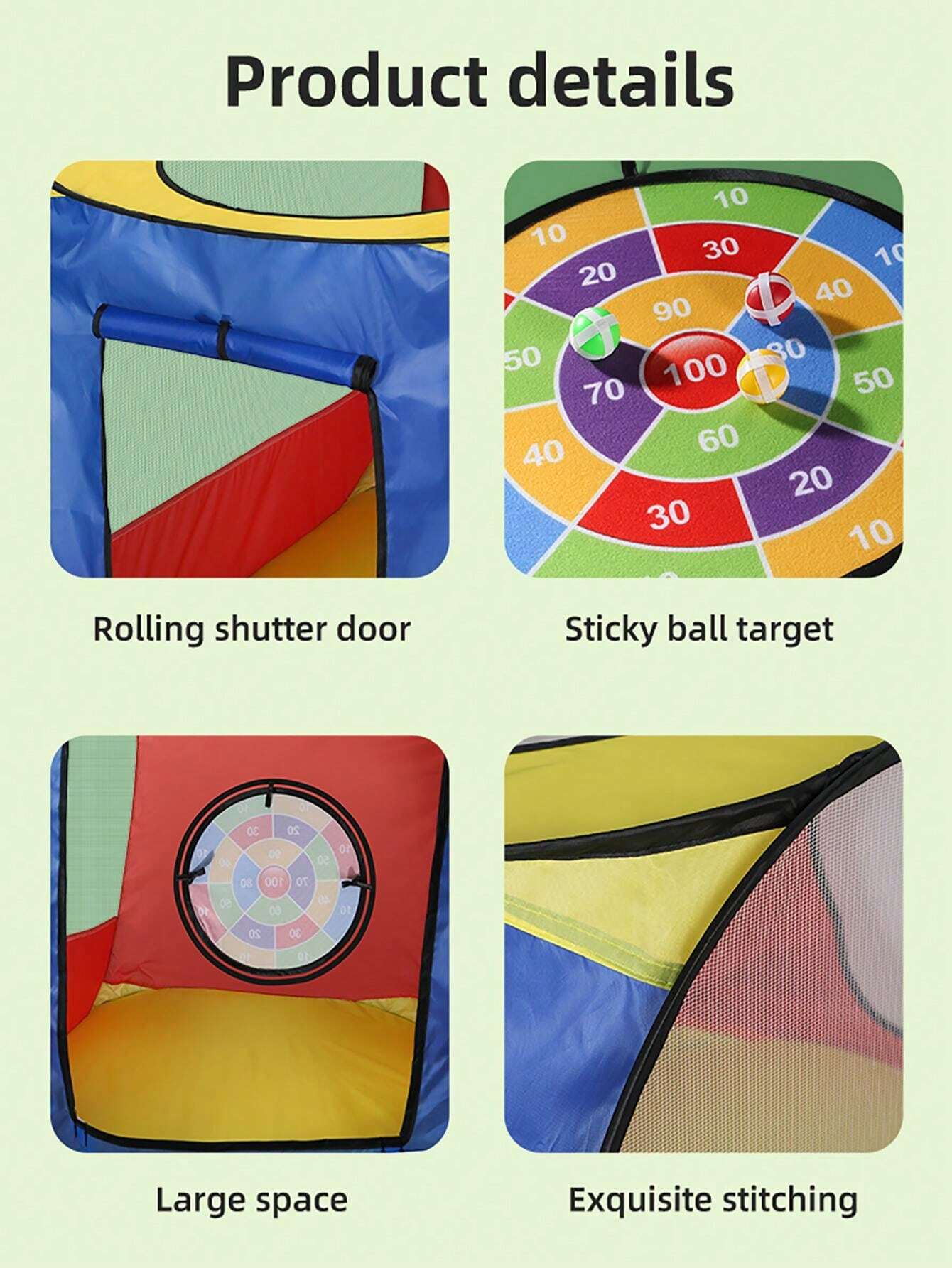 1 Set 3Color Playhouse Tent Dart & Ball Game, Indoor & Outdoor, No