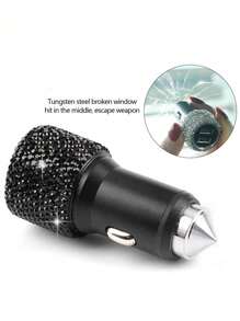 Nuevo cargador de carro USB con doble puerto y adaptador rápido con brillos, decoración de carro color rosa, accesorios de carro con estilo de diamante para interior de mujer